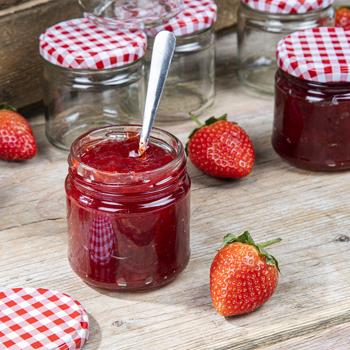 Preview: set di 6 vasetti per conserve - 315 ml con coperchio a vite (motivo a scacchiera) - Pratici vasetti da muratore ideali per conservare la marmellata e come vasetti di stoccaggio