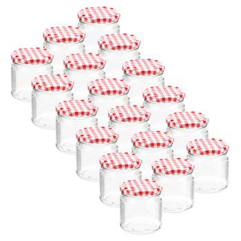 18er-Set Einmachgläser mit Schraubdeckel - Sturzgläser 315ml Karo-Muster - Luftdicht, BPA-frei, zum Einwecken & Konservieren - Glas