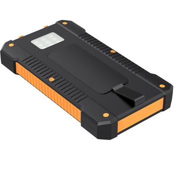 Banca di energia solare da 8.000 mAh IP65: robusta, 2x USB-A, luce LED - una stazione di ricarica all‘aperto per smartphone e tablet in ogni tour