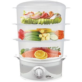 Elektrischer Dampfgarer (9L, 800W): Für schonendes & gesundes Kochen, 3 Etagen, Timer & Abschaltautomatik, Vitamine erhalten, leicht & schnell