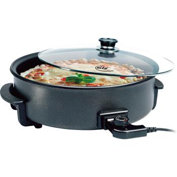 XXL Pizzapfanne (1500W), Ø 42cm: Für Partys & große Familien, Antihaftbeschichtung, Temperaturregler & Glasdeckel, leistungsstark & vielseitig