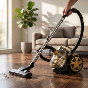 Leistungsstarker Zyklon-Staubsauger: 800W, 2L, beutellos, schwarz-gold, Turbo-Saugkraft für gründliche Reinigung
