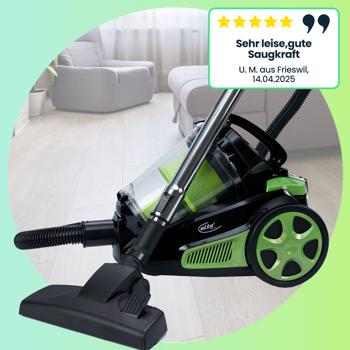 Preview: Leistungsstarker Zyklon-Staubsauger: 850W, 3L, beutellos, schwarz-grün, Turbo-Saugkraft für gründliche Reinigung