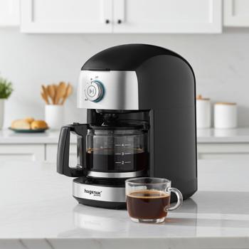 Edle Kaffeemaschine für Kaffeepulver und Kaffeebohnen, 0,5 l: Integriertes Edelstahl Mahlwerk, verschiedene Mahlgrade, für aromatischen Kaffeegenuss