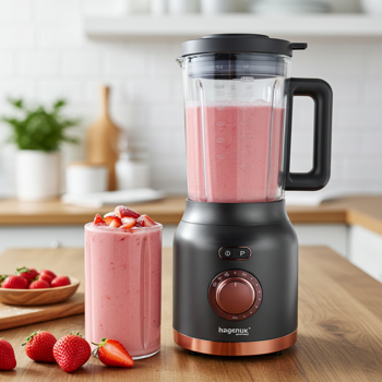 Preview: Mixeur sur Socle Premium 2-en-1 Powermixer et Smoothiemaker Hagenuk - Préparation Smoothies, Soupes, Sauces - 1.8L - 1200W - 4 Lames Inox - Design Élégant