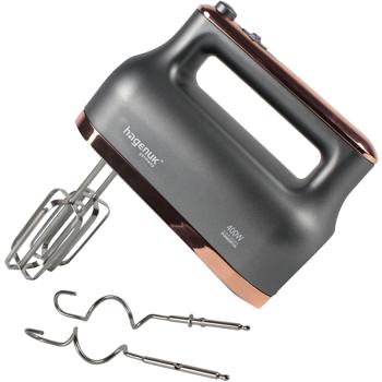 Premium Handmixer (400W): 5 Stufen + Pulse - für perfekten Teig, Sahne - Rühren & Kneten in edlem Design mit roségoldfarbenen Applikationen