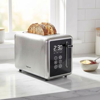Premium Edelstahl-Toaster mit LED Display, 2-Scheiben-Toaster mit 7 Röststufen, starke 850 W - Stylische digitale Sensor Touch Bedienung