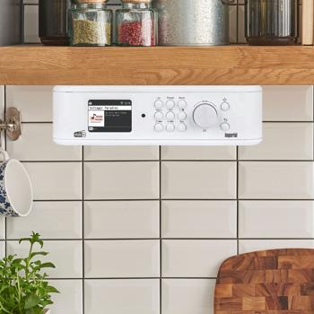 Modernes Unterbau-Küchenradio DAB+/FM, weiss, Bluetooth 5.1, EWF-Notfallwarnsystem und TFT-LCD-Farbdisplay, kompakt, sicher & vielseitig