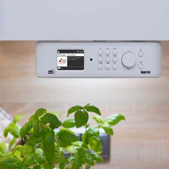 Preview: Modernes Unterbau-Küchenradio DAB+/FM, weiss, mit EWF-Notfallwarnsystem und TFT-LCD-Farbdisplay, kompakt, sicher & vielseitig
