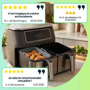 Preview: 2 Moules Silicone Qualité - Friteuse à Air Chaud Dual Antiadhésifs - Résistants Chaleur, Lave-Vaisselle, 20x12.7x7cm - Pour Paniers 4-5L Sans BPA