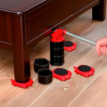 Preview: Kit lève-meubles avec levier et roulettes – pour déménagement, bricolage ou rénovation – idéal pour déplacer des meubles lourds