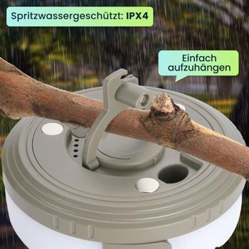 Preview: 2in1 Campinglampe & Lichterkette 10m: Akku, 5 Lichtmodi, IPX4 – Ein flexibler Outdoor-Begleiter für perfekte Stimmung beim Camping & Zelten