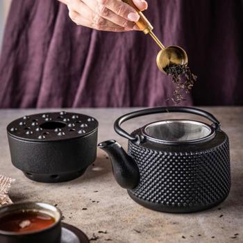 Preview: Elegante teiera in ghisa con rechaud, nera: per un calore duraturo e un‘elegante degustazione di tè