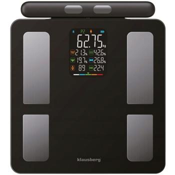 Profi Personenwaage mit Handsensoren & digitalem Farbdisplay, schwarz: umfangreiche Körperanalyse für Gesundheit & Fitness, präzise Messungen