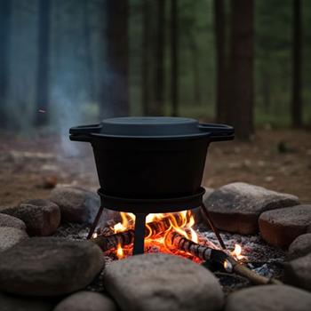 Traditioneller Dutch Oven aus Gusseisen, 8 Liter, Lagerfeuertopf für perfekte Schmorgerichte, Brot & mehr, Outdoor-Kochen leicht gemacht