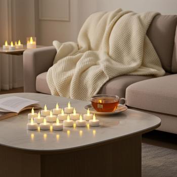 24er-Set LED-Teelichter, weiss mit realistischem Flackern, inkl. Batterien - Klassisch-modernes Design für gemütliche Momente