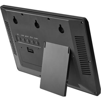 Preview: Horloge murale radio-pilotée digitale XL - Réveil snooze, phases lune, lever/coucher soleil - Calendrier, auto, bureau/maison - 36x23.5cm noire