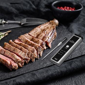Preview: Präzises smartes Fleisch-, Braten- & Ofenthermometer, bis +300 °C, kabelloser Fühler aus Edelstahl, App-Steuerung für BBQ, Grill, Smoker, Backofen