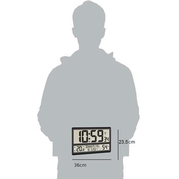 Preview: Horloge Radiopilotée Numérique XL - Affichage Température/Humidité - Réglage Automatique Heure - Alarme Snooze - Bureau/Maison/Murale - Noir - Précision Max