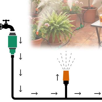 Preview: Kit d‘irrigation complet 136 pièces pour jardin 40 m - Arrosage automatique efficace et économe en eau - Raccourcissable-Brumisateur
