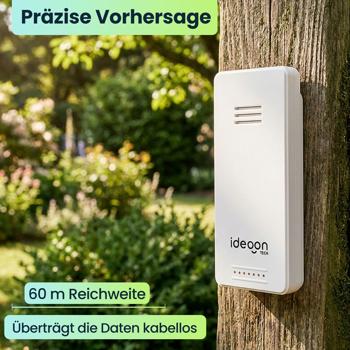 Preview: Thermometer und Hygrometer für innen & aussen, inklusive Funk-Aussensensor mit 60m Reichweite - Präzise Messungen für bestes Raumklima