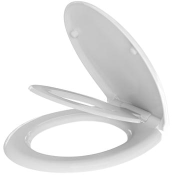Robusto coperchio per WC 2 in 1 con inserto per bambini e chiusura morbida, 44,5 x 37,2 cm, bianco, funzione di sgancio rapido per una facile pulizia