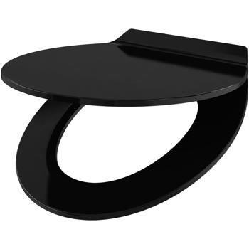 Extraflacher WC-Sitz mit Absenkautomatik Soft Close, schwarz, Slim-Design mit Quick-Release-Funktion für eine einfache Reinigung