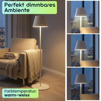 Preview: Moderne höhenverstellbare LED-Stehlampe, dimmbar, weiss, 50/90/130 cm- elegantes Stimmungslicht für Wohnzimmer, Schlafzimmer, Büro und Aussenbereich