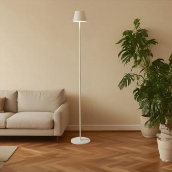 Preview: Moderna lampada da terra a LED regolabile in altezza, dimmerabile, bianca, 50 /90/130 cm - un‘elegante luce d‘atmosfera per soggiorno, camera da letto e ufficio