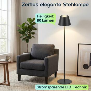 Preview: Moderne höhenverstellbare LED-Stehlampe, dimmbar, schwarz, 50 /90/130 cm - ein elegantes Stimmungslicht für Wohnzimmer, Schlafzimmer & Büro