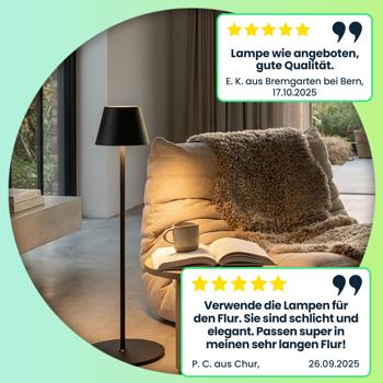 Preview: Moderne höhenverstellbare LED-Stehlampe, dimmbar, schwarz, 50 /90/130 cm - ein elegantes Stimmungslicht für Wohnzimmer, Schlafzimmer & Büro