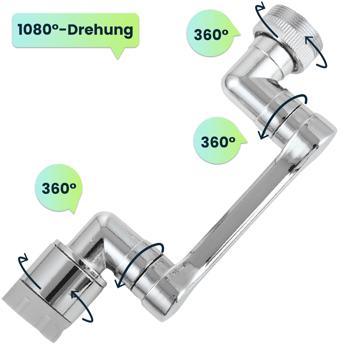 Preview: 1080° Drehbarer Wasserhahn-Aufsatz: Für Bad & Küche – Ein flexibler Armatur-Sprudler – Spart Wasser & bringt Komfort