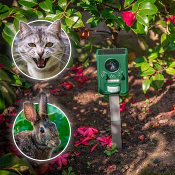 Preview: set di 2 repellenti solari universali per animali con ultrasuoni e luce lampeggiante, portata 10 m, efficaci, rispettosi degli animali e dell‘ambiente