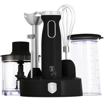 Set mixeur plongeant polyvalent, 800W, noir mat : fouet, mousseur à lait & mixeur plongeant, hachoir universel pour les cuisiniers amateurs & professionnels