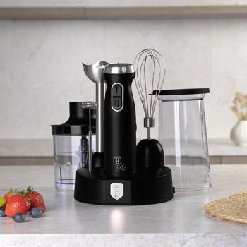 Preview: Set Mixeur Plongeant Polyvalent 800W Noir Mat - Fouet, Mousseur à Lait, Hachoir Universel - Lame Titane, 5 Vitesses, Accessoires Lave-Vaisselle