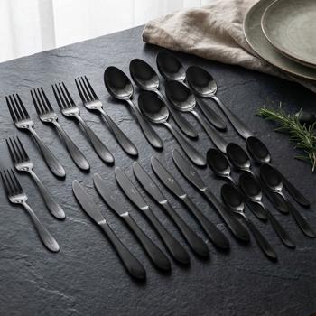 Modernes 24-tlg. Besteck Set, schwarz: Für 6 Personen, zeitloses Design, perfekt für Dinnerpartys & den Alltag