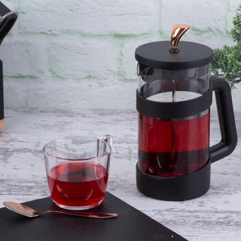 Preview: Edle French-Press für Kaffee und Tee, 1 l, schwarz-roségold:  Kaffeebereiter für aromatischen Kaffee & losen Tee, Ihr Barista-Erlebnis Zuhause