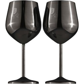 Preview: Lot de 4 verres à vin en métal noir - Incassable, élégant pour vin, cocktails, apéro - Acier inoxydable 18/10, 550 ml, lavable