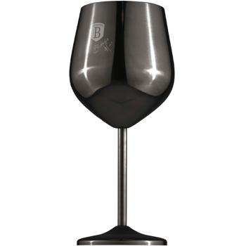 Preview: Lot de 4 verres à vin en métal noir - Incassable, élégant pour vin, cocktails, apéro - Acier inoxydable 18/10, 550 ml, lavable