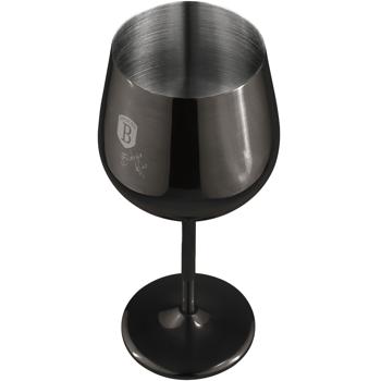 Preview: Lot de 4 verres à vin en métal noir - Incassable, élégant pour vin, cocktails, apéro - Acier inoxydable 18/10, 550 ml, lavable