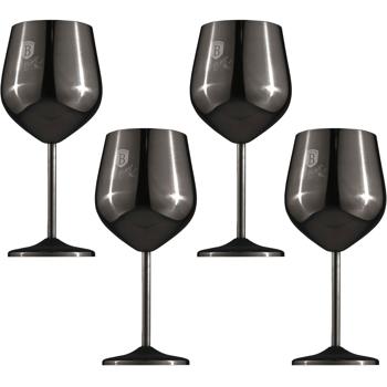 Elegantes 4tlg. Metall Weinglas Set, schwarz: Unzerbrechlich & stilvoll für Weinliebhaber, Robust, kühlend & für besondere Momente 