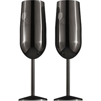 Preview: Lot de 4 Flûtes à Champagne en Métal Noir - Incassables & Élégantes pour Champagne, Prosecco, Cocktails - Acier Inoxydable 18/10, 260 ml