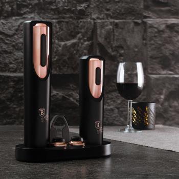 Preview: Set apribottiglie premium, nero oro rosa, con sigillo sottovuoto e tagliacapsule. Apertura facile e regalo perfetto per gli amanti del vino