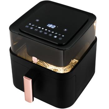 Heissluftfritteuse mit Sichtfenster & 11 Kochprogramme-Air Fryer, 7,2L, schwarz-roségold, fettarmes Frittieren, elegantes Design, knusprige Ergebnisse
