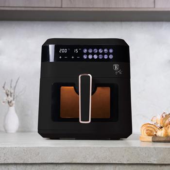 Preview: Heissluftfritteuse mit Sichtfenster & 9 Kochprogramme-Air Fryer, 6,3L, schwarz-roségold, fettarmes Frittieren, elegantes Design, knusprige Ergebnisse