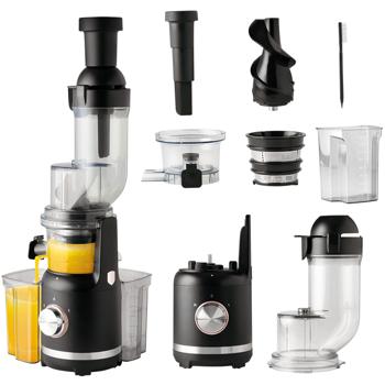 Preview: Effizienter 300W Entsafter (Slow Juicer) in Schwarz/Roségold: Für gesunde Säfte mit vollem Geschmack, leise, einfache Reinigung & ein Blickfang in jeder Küche