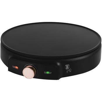 Preview: Moderna macchina per crêpes Ø 30 cm, rivestimento antiaderente, nero oro rosa, con divisore e giratorta. Per deliziose crêpes e galettes. Cottura rapida, doratura uniforme