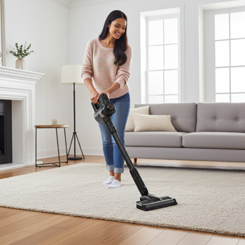 Design Akku-Staubsauger 140W (12Kpa) – Kabelloser Stielstaubsauger mit 3 Geschwindigkeiten, HEPA-Filter & LED-Licht