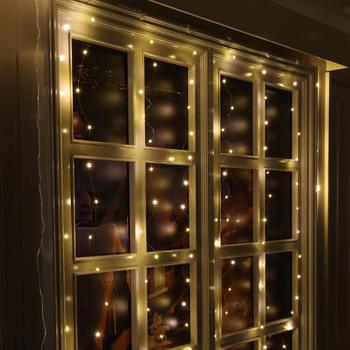 Rideau lumineux élégant avec télécommande, blanc chaud, 200 LED, 3 x 3 m – éclairage chaleureux et décoration romantique pour chambre à coucher et salon