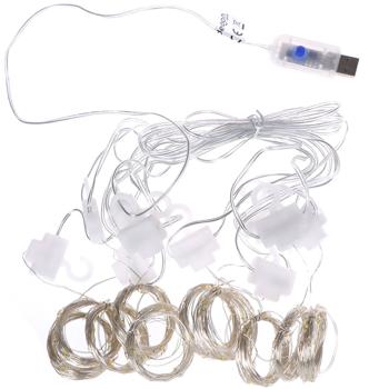 Preview: Elegante tenda luminosa a LED con telecomando, bianco caldo, 200 LED, 3x3m: illuminazione accogliente e decorazione romantica per camera da letto e soggiorno